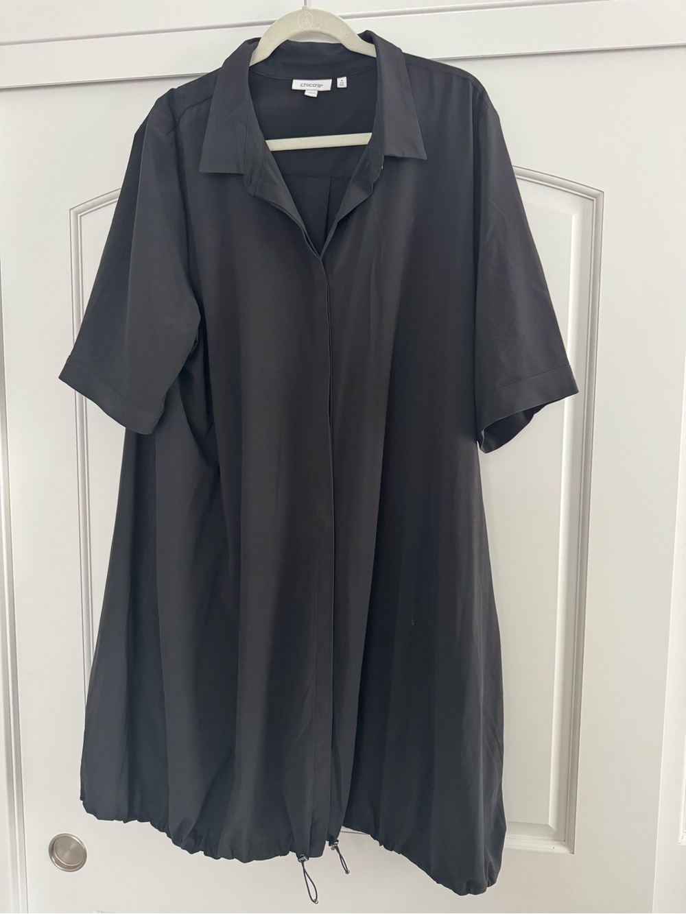 Chico's Black Short-Sleeve Button-Down Casual Dress. Sz xxl (20/22)